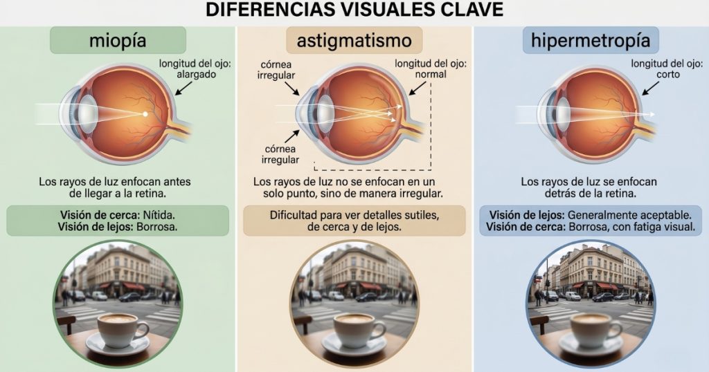 diferencias miopia astigmatismo hipermetropia